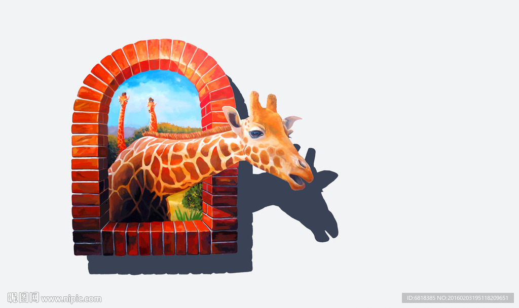 3d长颈鹿 3d地画 地贴