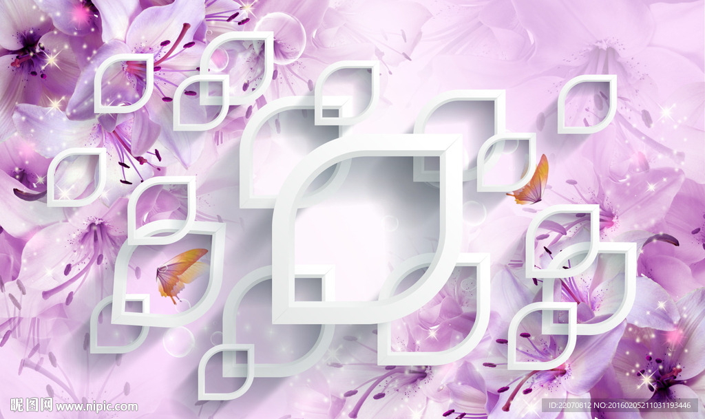 梦幻兰花背景墙