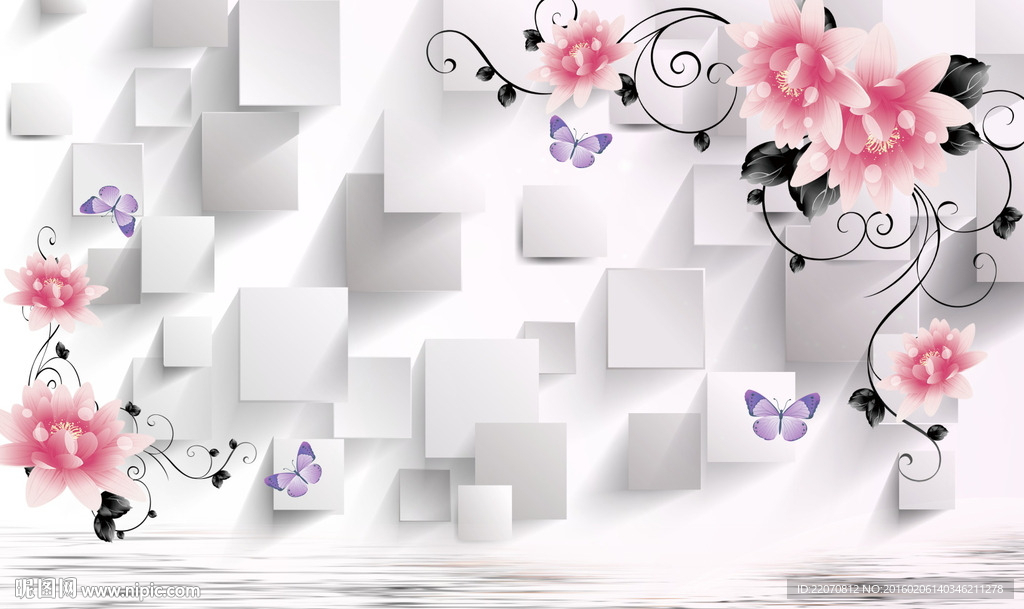 3d唯美花朵背景墙