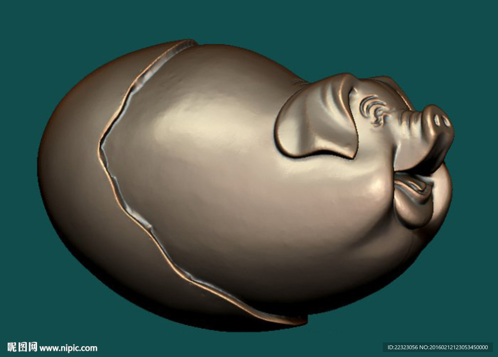 十二生肖蛋猪四轴圆雕3D模型