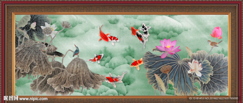 荷花鲤鱼图