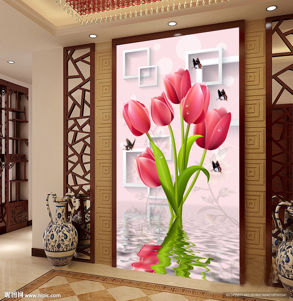 水中郁金香立体玄关平面图