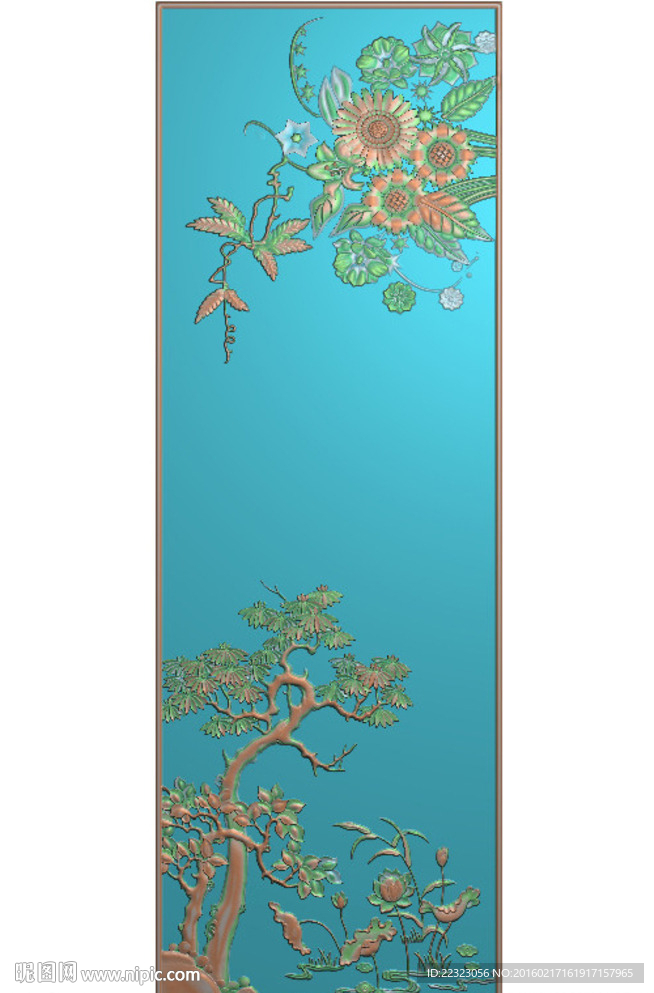 欧式洋花门花贴花精雕图灰度浮雕