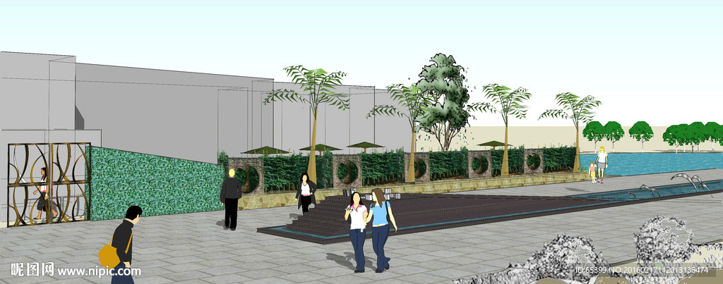 入口水景效果图