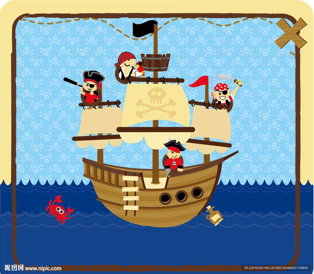 卡通海盗船EPS图片_装饰图案_设计元素_图行天下图库