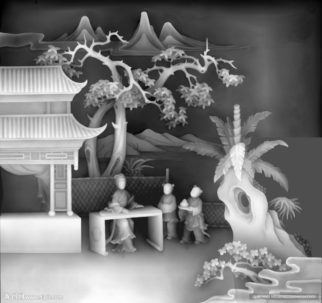 浮雕图 灰度图 四美格