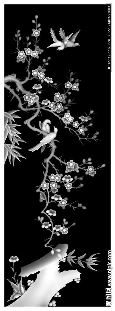 四季花鸟灰度图