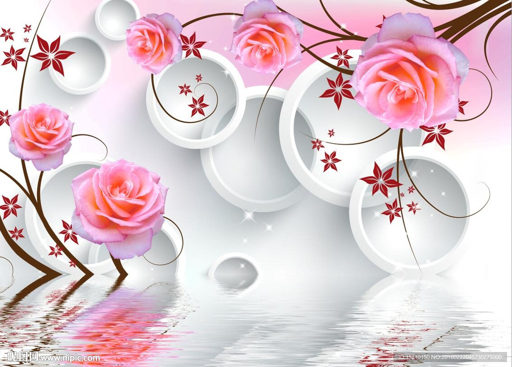 玫瑰花纹倒影