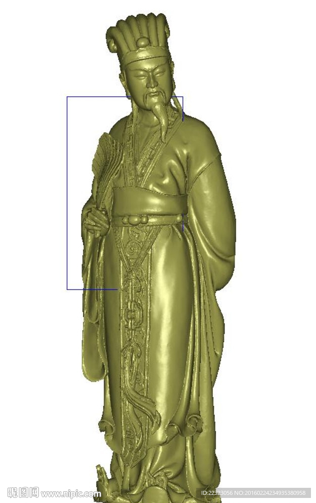 人物诸葛亮孔明四轴圆雕三维立体