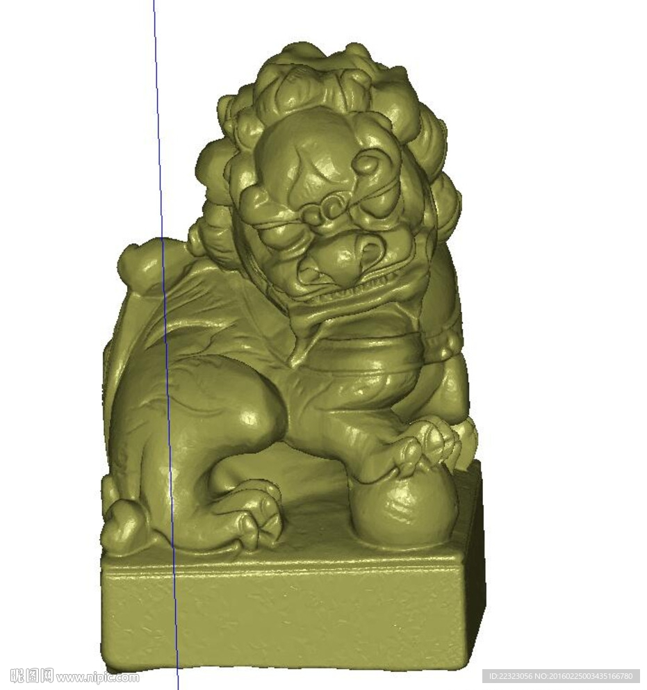 狮子印章四轴圆雕三维立体雕刻