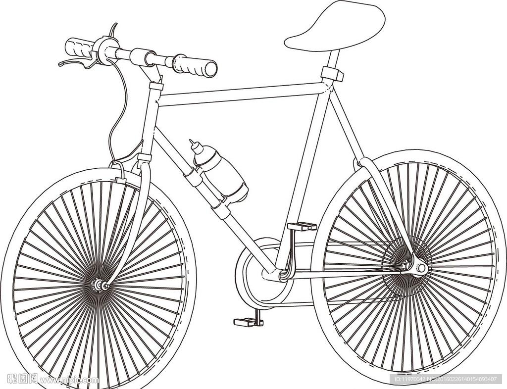 素描线稿自行车图片素材-编号35649121-图行天下