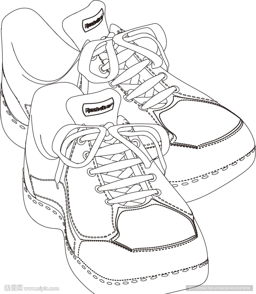 鞋子线描矢量图