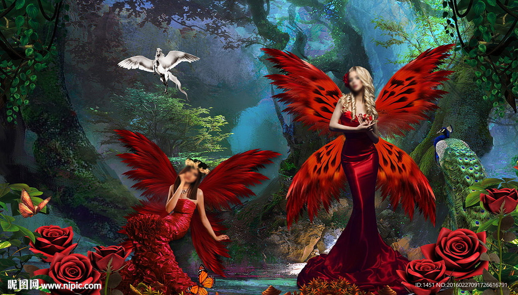 蝴蝶精灵主题美女写真模板