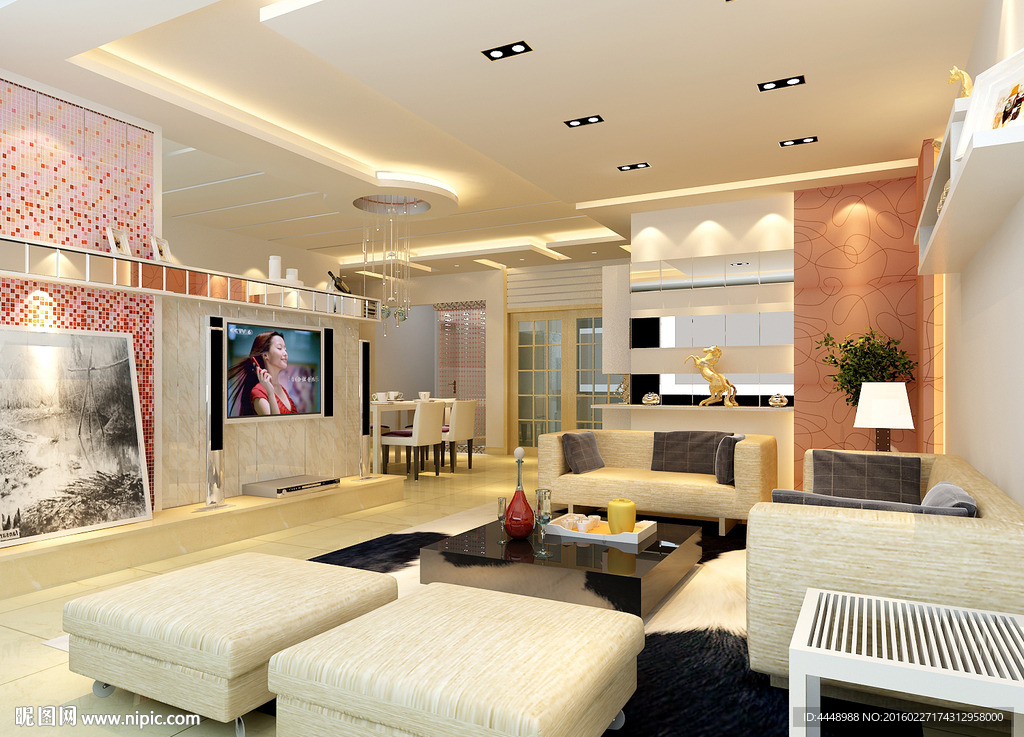 客厅电视背景效果图