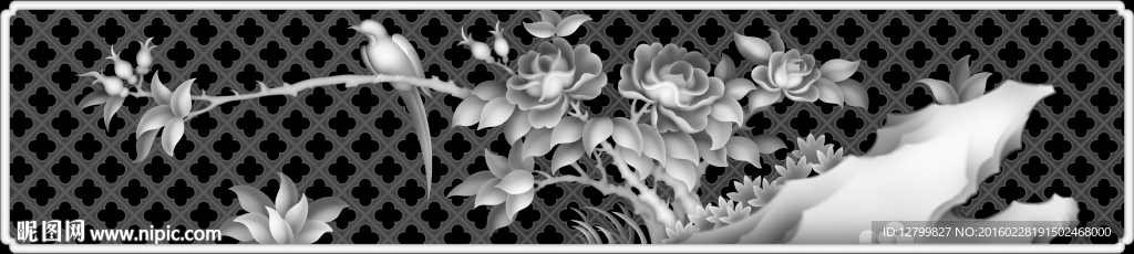 四季花鸟灰度图
