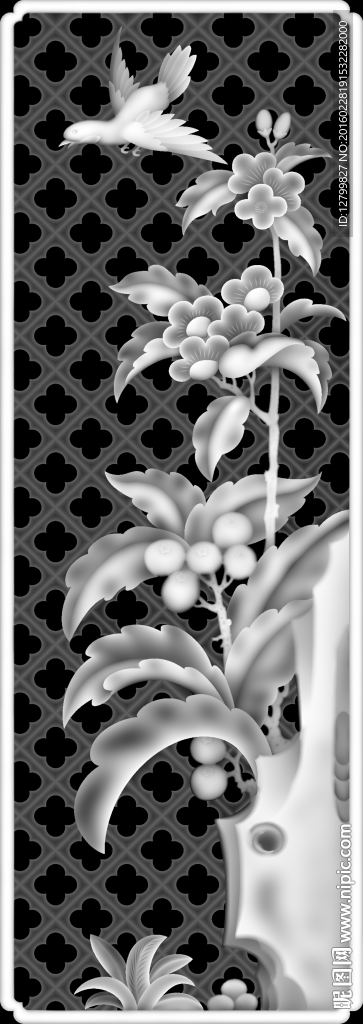 四季花鸟灰度图