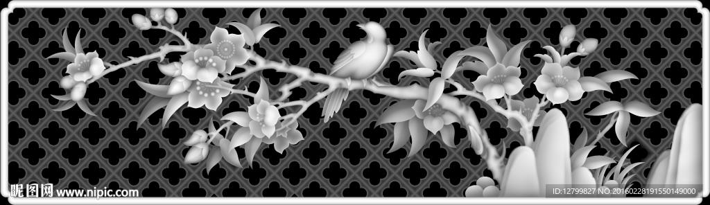 四季花鸟灰度图