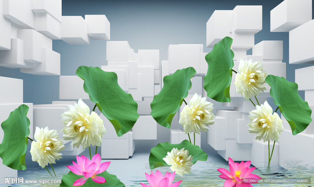 3d背景墙 荷花