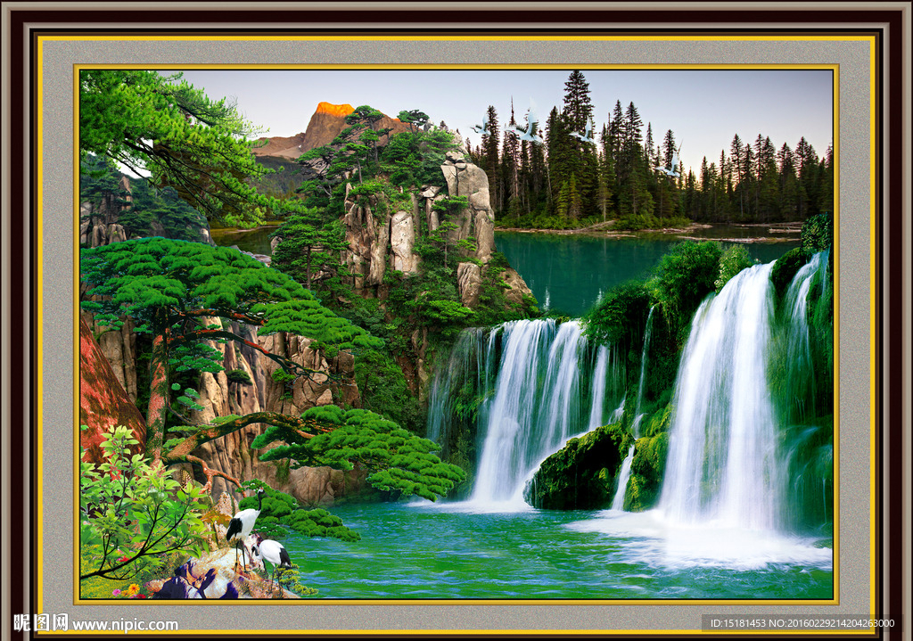 江山如画 迎客松山水