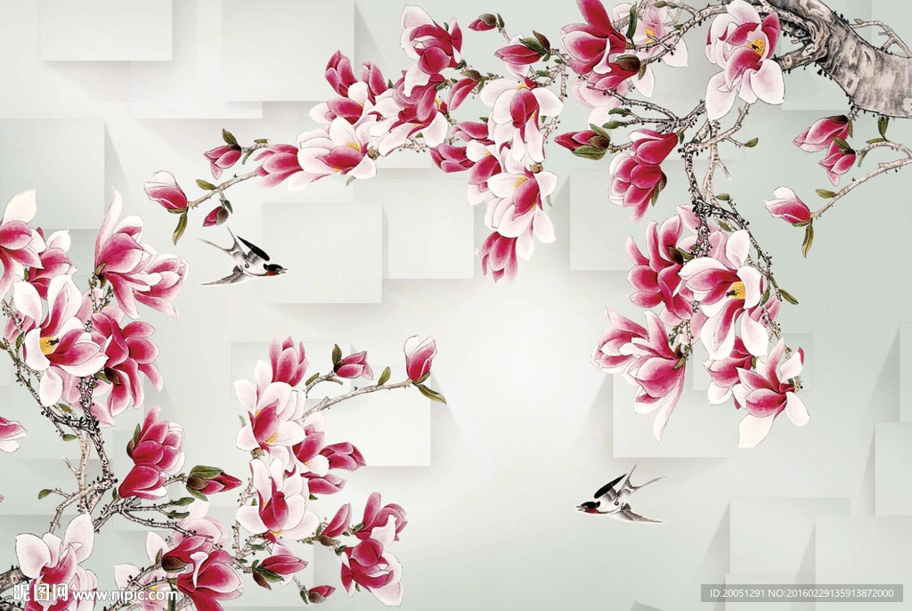 大型壁画 花开富贵