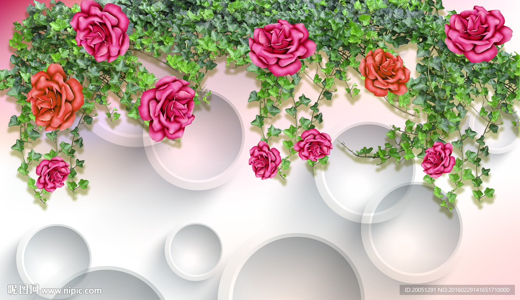 3d背景墙 时尚花藤