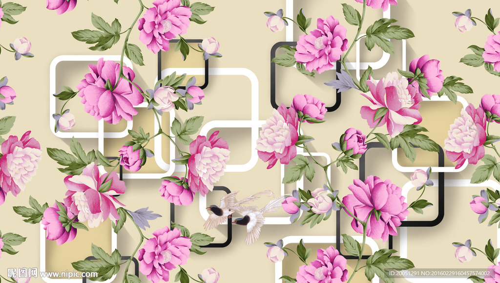 3d背景墙 时尚花纹