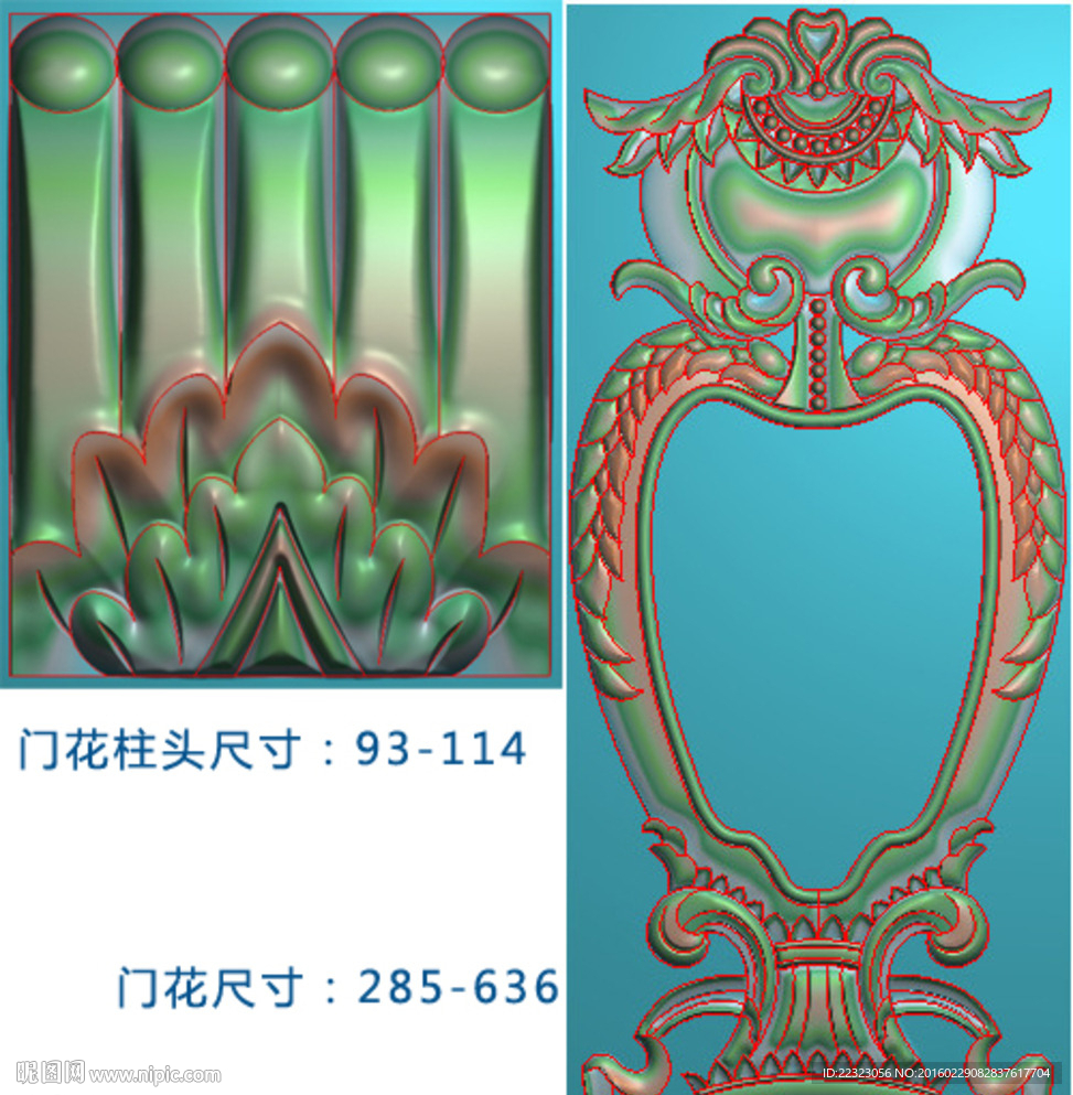 欧式洋花门花柱头套图精雕浮雕