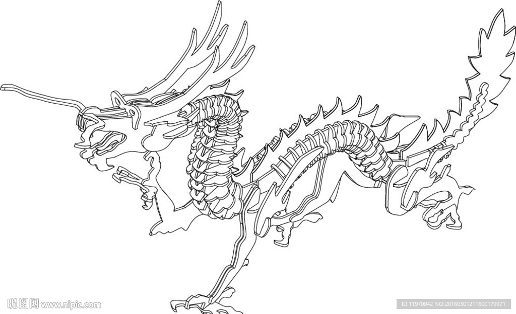 龙 线描图