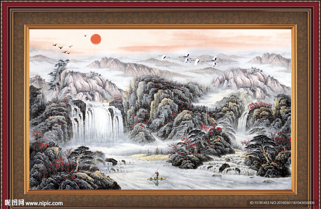 巨幅山水画 江山如此多娇