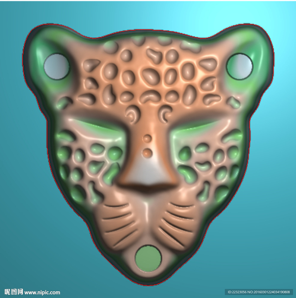 仿古动物豹子头兽头精雕浮雕灰度
