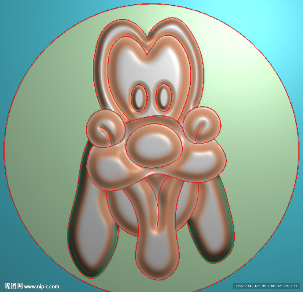 圆形动画动漫卡通狗精雕浮雕灰度