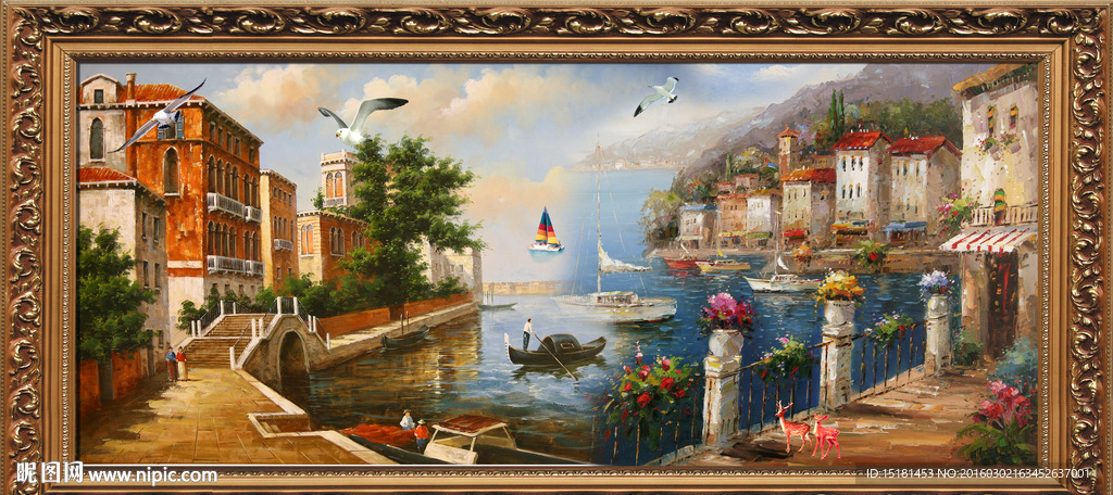 油画风景 地中海