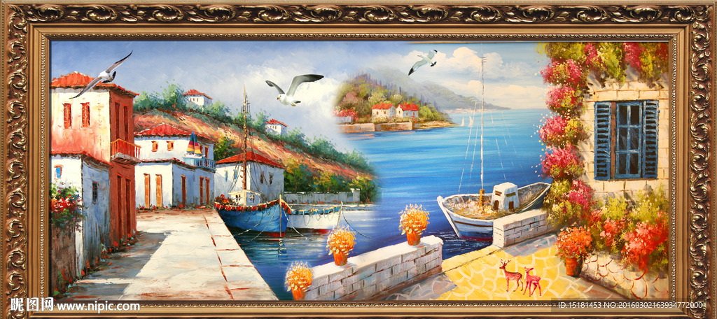 地中海油画风景