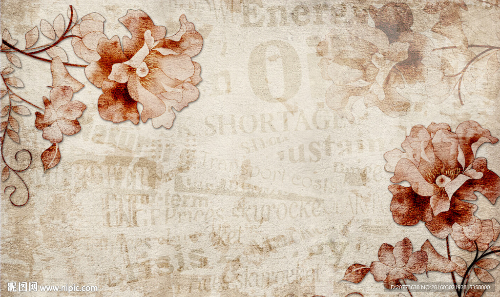 欧式复古花朵背景墙