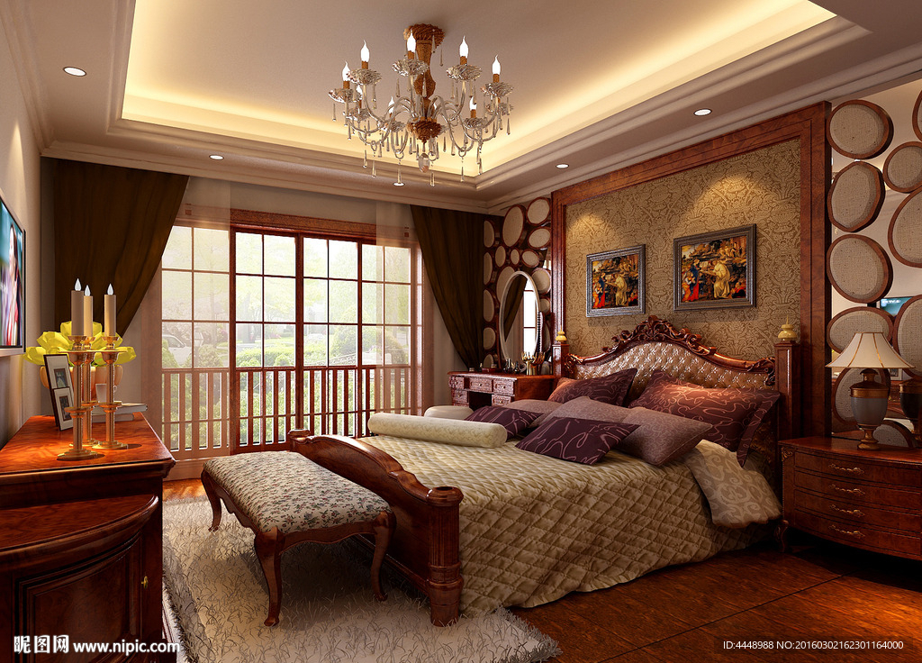 古典卧室背景效果图