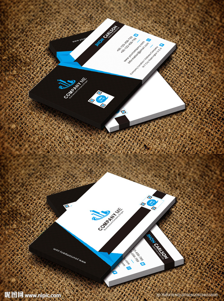 简约蓝黑名片设计