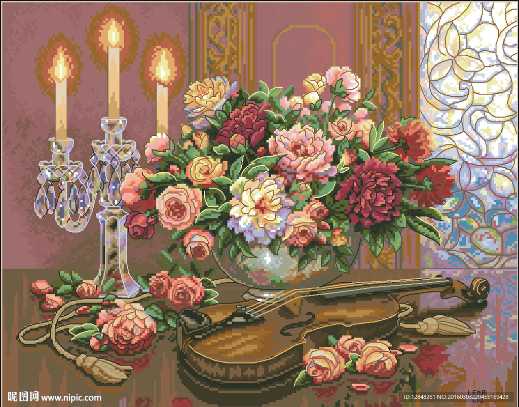 花 油画