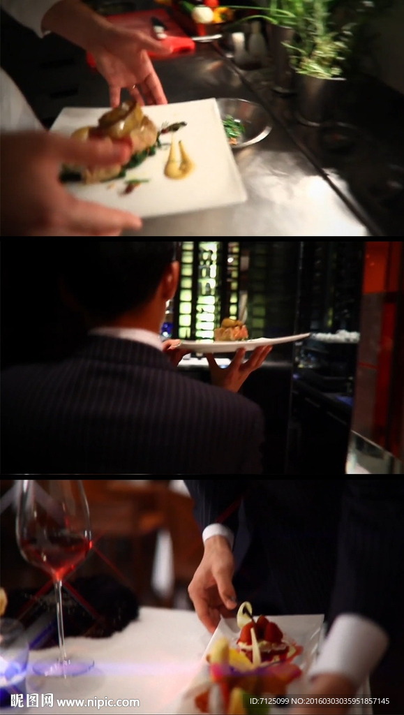 酒店服务员端菜上菜视频素材