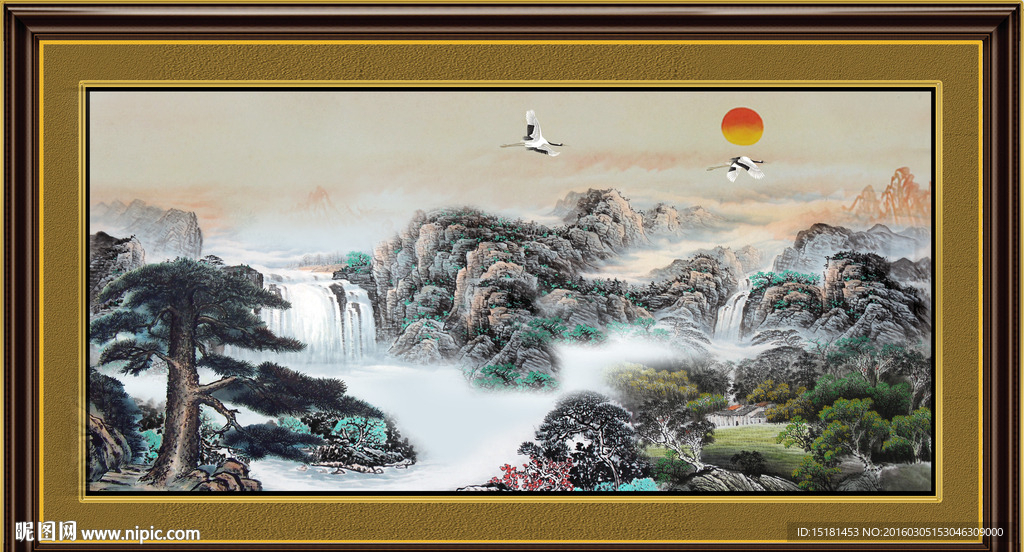 旭日东升 迎客松