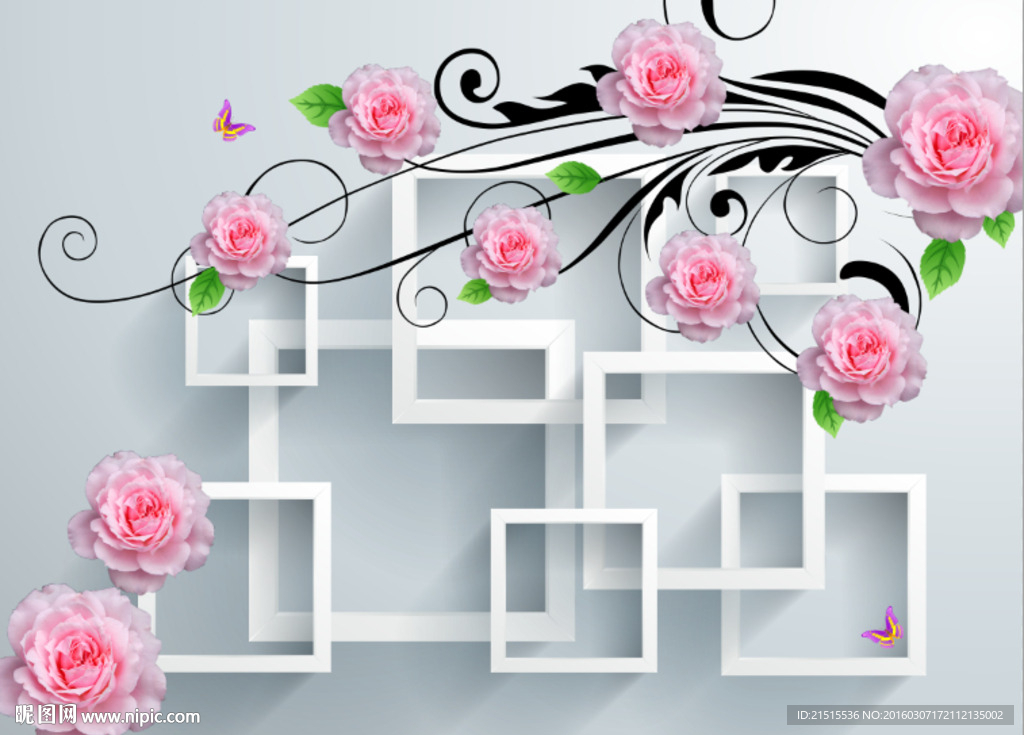 3D玫瑰花