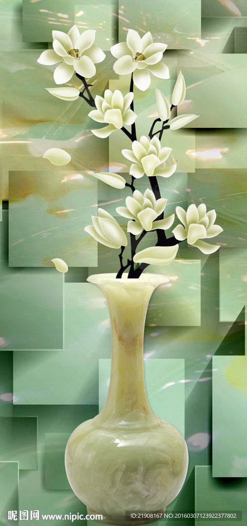 3D玄关玉兰花图片