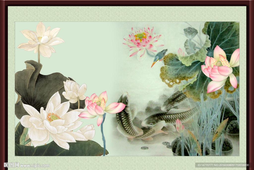荷花鲤鱼图