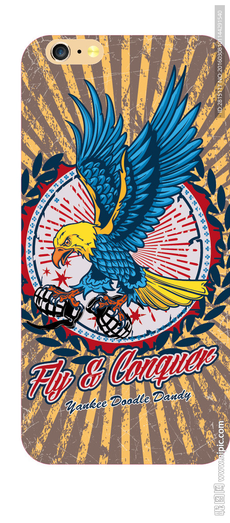 复古美国老鹰图案手机壳设计