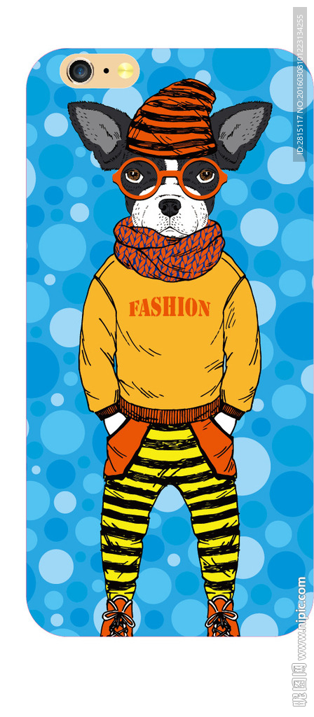 时尚创意狗头人身手机壳图案
