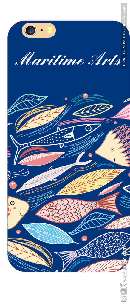 韩国鱼形线条手机壳图案设计