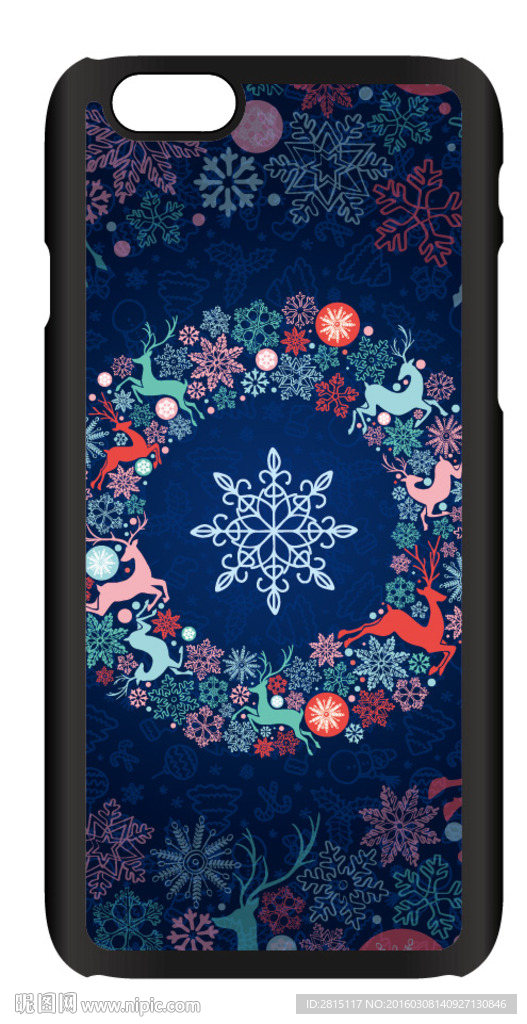 圣诞雪花图案手机壳设计
