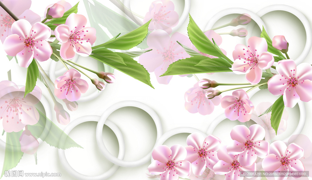 3d背景墙 梦幻花朵