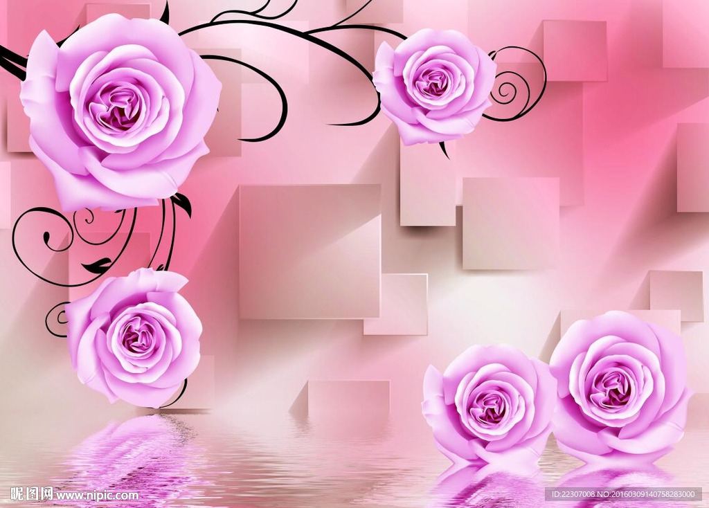 3D玫瑰花