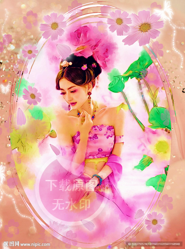 古装女人插画分层图