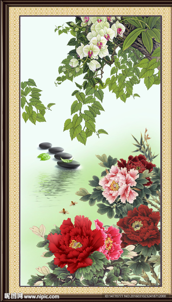 花鸟牡丹图